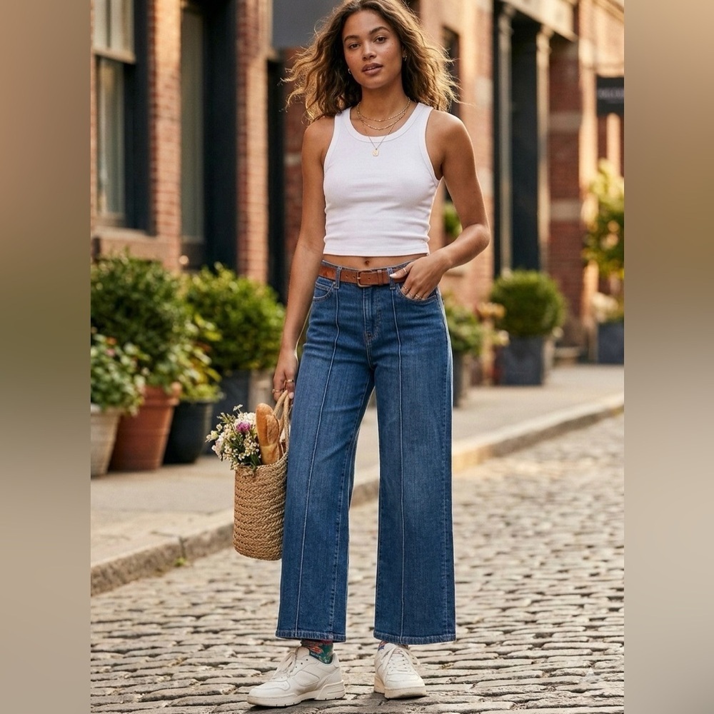 Pilcro Classic Denim Wide-Leg Cotton Blend Pants size 25P